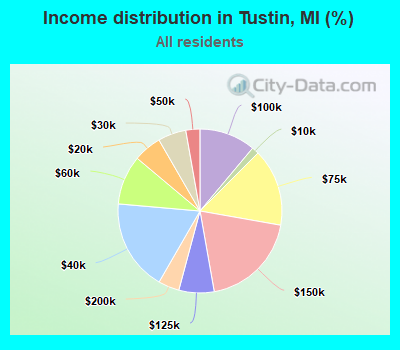 Income distribution in Tustin, MI (%)
