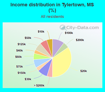 Income distribution in Tylertown, MS (%)