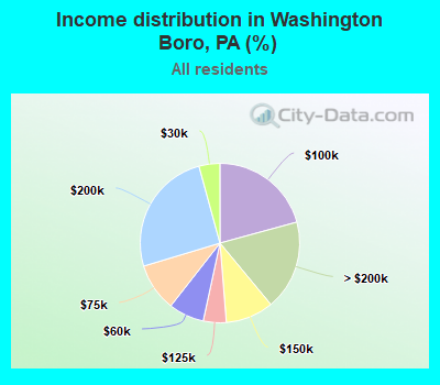 Income distribution in Washington Boro, PA (%)