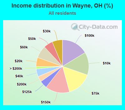 Income distribution in Wayne, OH (%)