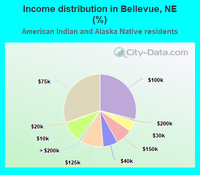 Income distribution in Bellevue, NE (%)