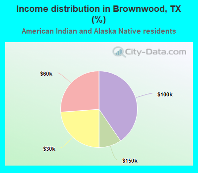 Income distribution in Brownwood, TX (%)