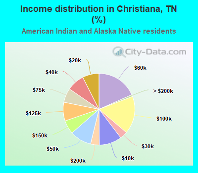 Income distribution in Christiana, TN (%)