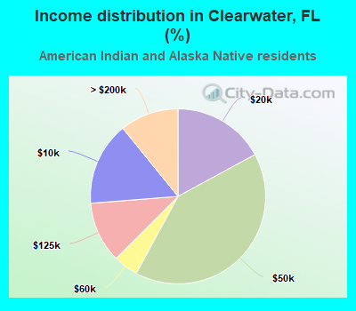 Income distribution in Clearwater, FL (%)