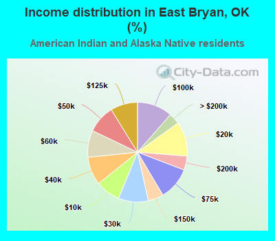 Income distribution in East Bryan, OK (%)