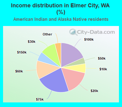 Income distribution in Elmer City, WA (%)