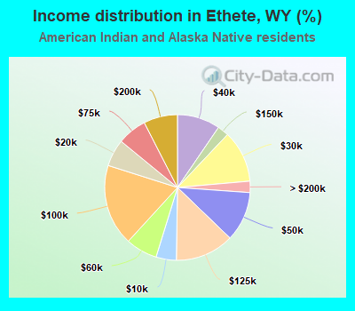 Income distribution in Ethete, WY (%)