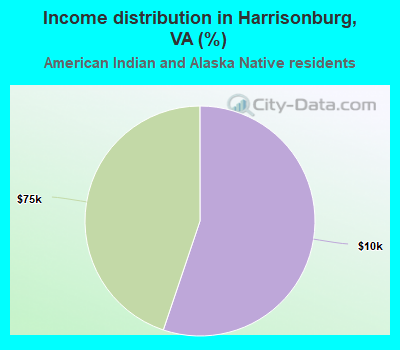 Income distribution in Harrisonburg, VA (%)