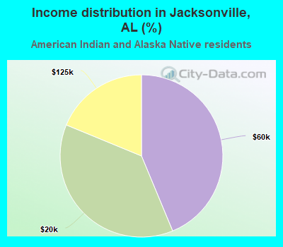 Income distribution in Jacksonville, AL (%)