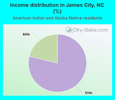 Income distribution in James City, NC (%)