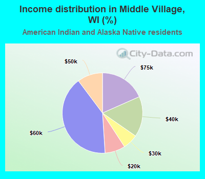 Income distribution in Middle Village, WI (%)