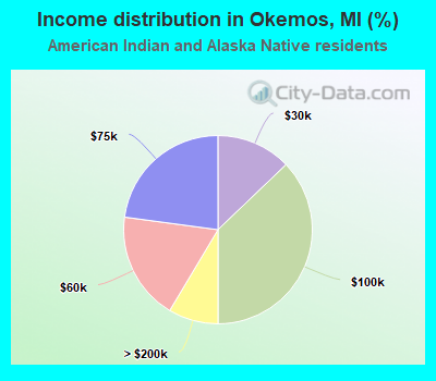 Income distribution in Okemos, MI (%)