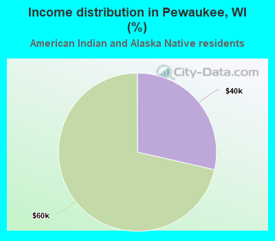 Income distribution in Pewaukee, WI (%)