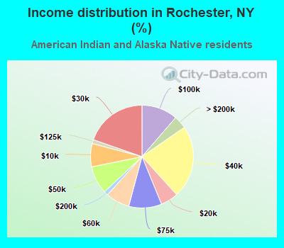 Income distribution in Rochester, NY (%)