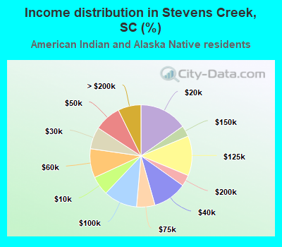 Income distribution in Stevens Creek, SC (%)