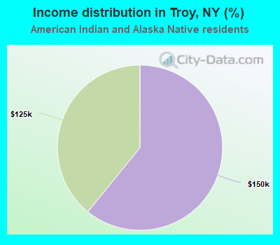 Income distribution in Troy, NY (%)