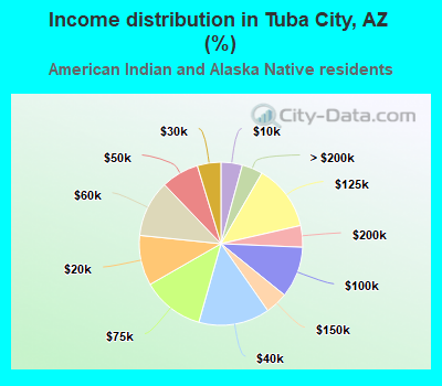 Income distribution in Tuba City, AZ (%)