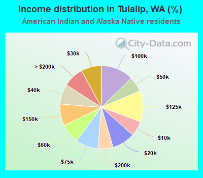 Income distribution in Tulalip, WA (%)