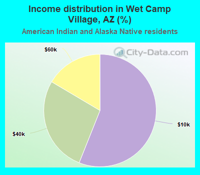 Income distribution in Wet Camp Village, AZ (%)