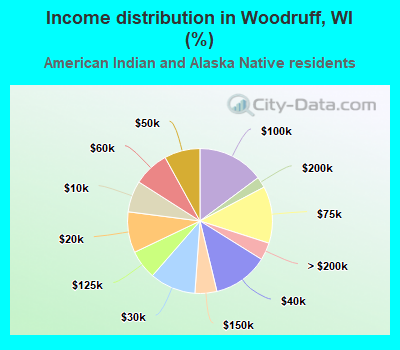 Income distribution in Woodruff, WI (%)