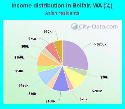 Income distribution in Belfair, WA (%)