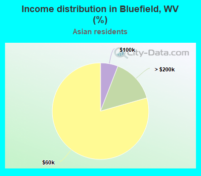 Income distribution in Bluefield, WV (%)