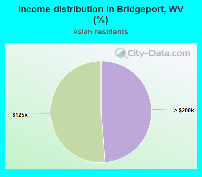 Income distribution in Bridgeport, WV (%)