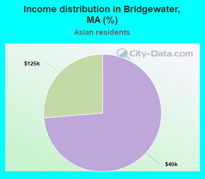 Income distribution in Bridgewater, MA (%)