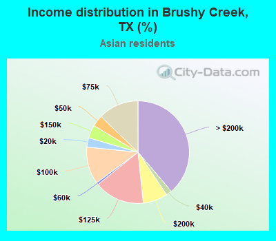 Income distribution in Brushy Creek, TX (%)
