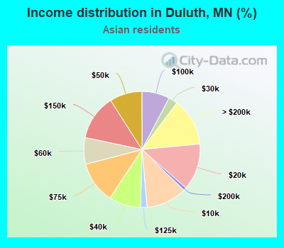 Income distribution in Duluth, MN (%)
