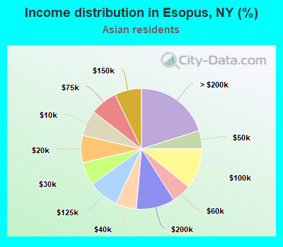 Income distribution in Esopus, NY (%)