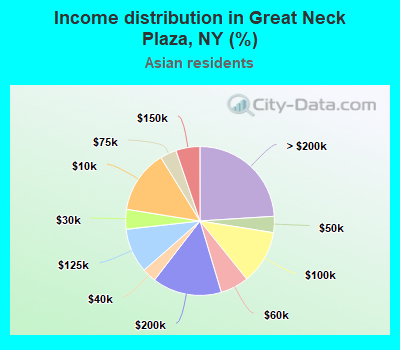 Income distribution in Great Neck Plaza, NY (%)