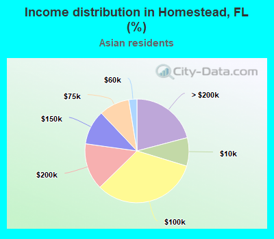 Income distribution in Homestead, FL (%)
