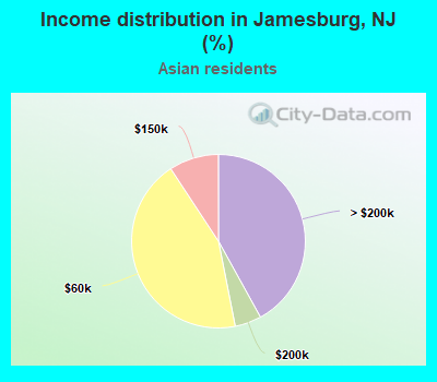 Income distribution in Jamesburg, NJ (%)