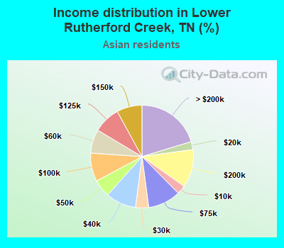 Income distribution in Lower Rutherford Creek, TN (%)