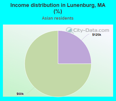 Income distribution in Lunenburg, MA (%)