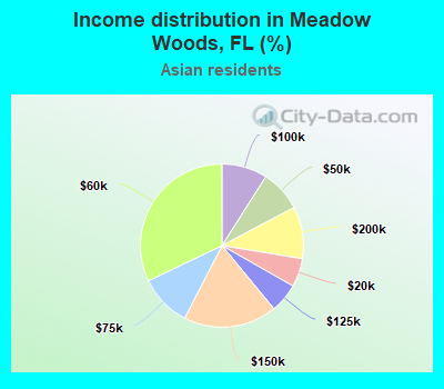 Income distribution in Meadow Woods, FL (%)