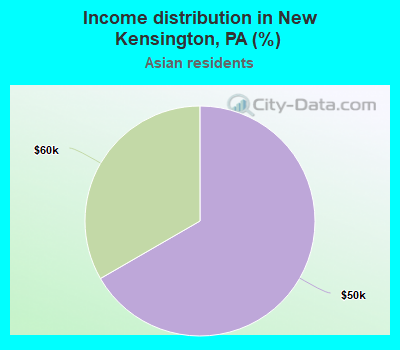 Income distribution in New Kensington, PA (%)