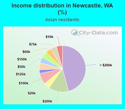 Income distribution in Newcastle, WA (%)