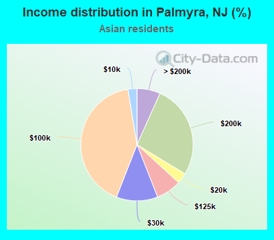 Income distribution in Palmyra, NJ (%)