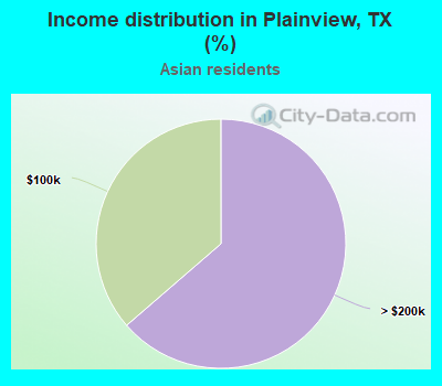 Income distribution in Plainview, TX (%)
