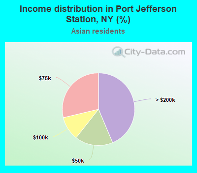 Income distribution in Port Jefferson Station, NY (%)