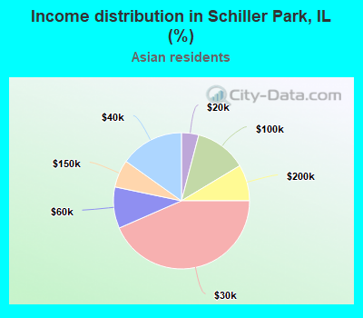 Income distribution in Schiller Park, IL (%)