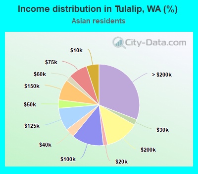 Income distribution in Tulalip, WA (%)