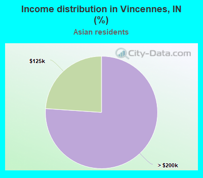 Income distribution in Vincennes, IN (%)