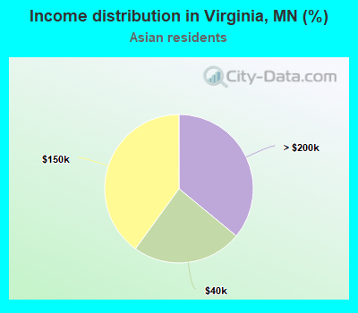 Income distribution in Virginia, MN (%)