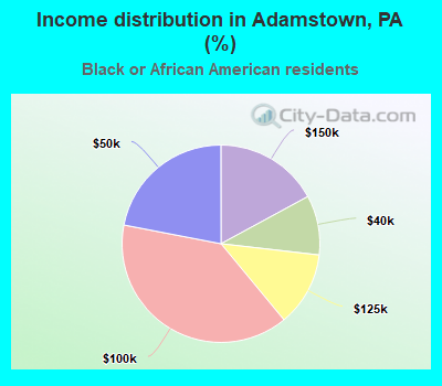 Income distribution in Adamstown, PA (%)