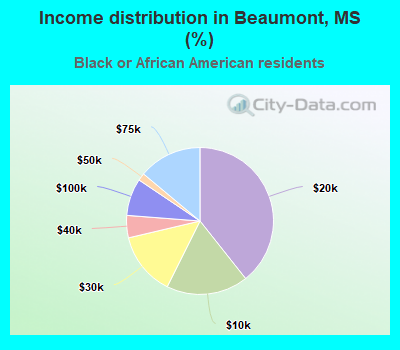 Income distribution in Beaumont, MS (%)