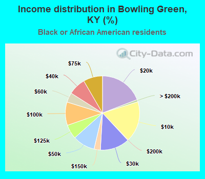 Income distribution in Bowling Green, KY (%)