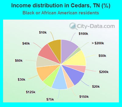 Income distribution in Cedars, TN (%)